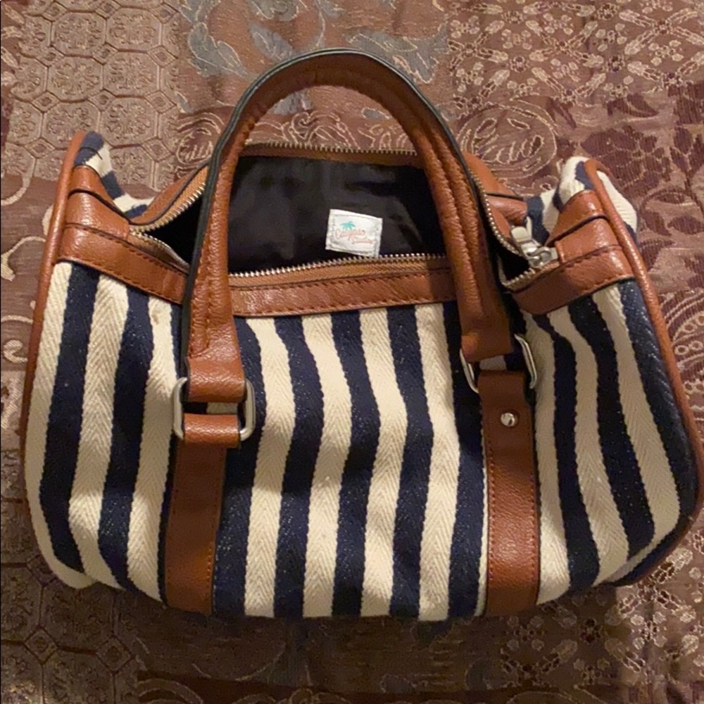 Navy and white Calypso Studios tote bag